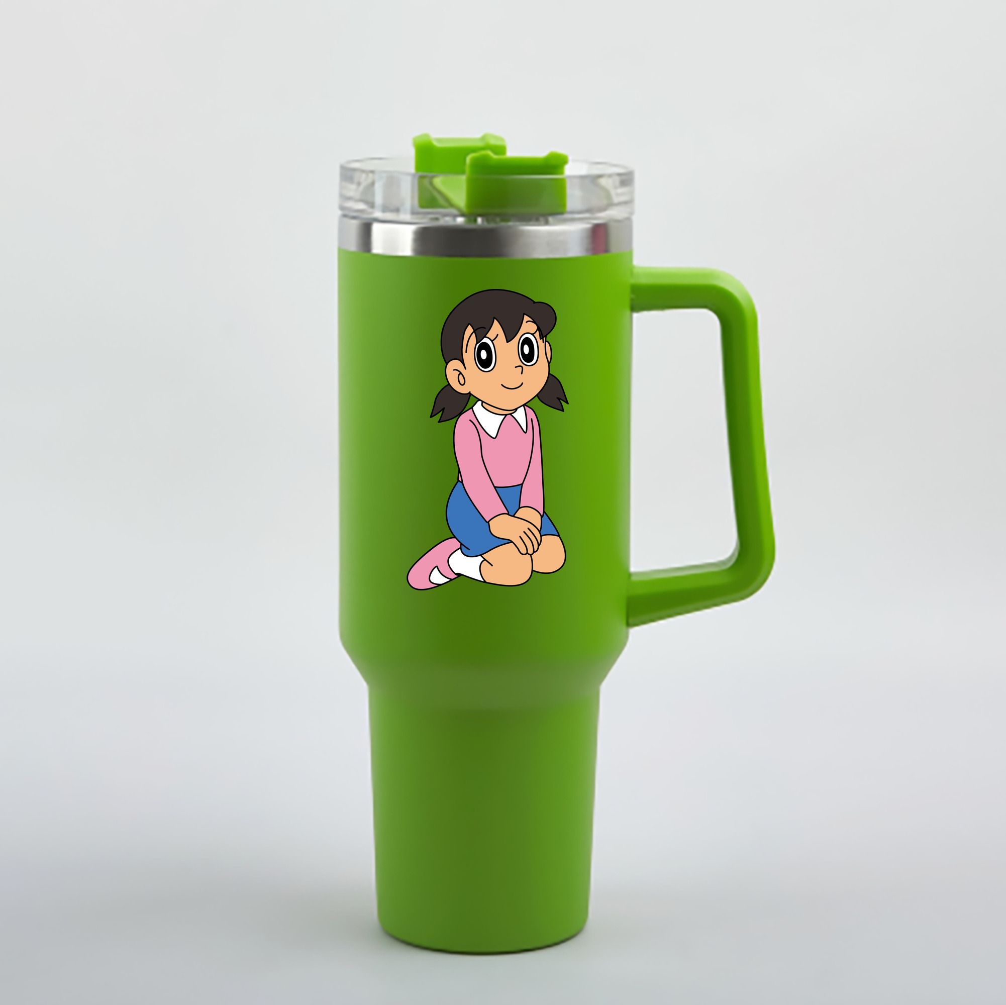 （画像用） ドラえもん みなもと しずか Doraemon Shizuka Minamoto 1200mL車用タンブラー - クリスタルステッカー（プラスチックストロー付き）